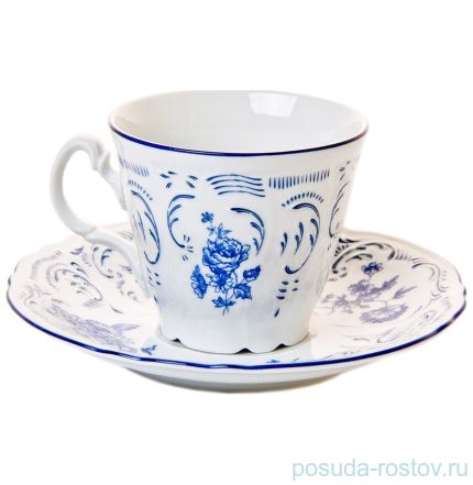 Набор чайных пар 230 мл 6 шт высокие &quot;Бернадотт /Синие розы&quot; / 043517