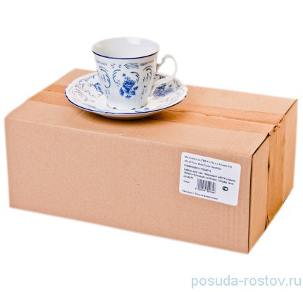 Набор чайных пар 230 мл 6 шт высокие &quot;Бернадотт /Синие розы&quot; / 043517