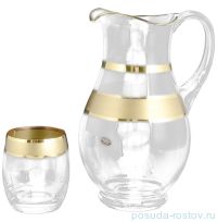 Набор для воды 7 предметов (кувшин 1,5 л + 6 стаканов) &quot;Матовая полоса /золото&quot; B-G / 101206