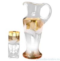 Набор для воды 7 предметов (кувшин + 6 стаканов по 300 мл) &quot;Матовые листики /Золото на медовом&quot; E-S / 123047
