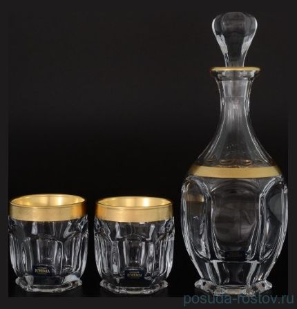 Набор для виски 3 предмета (графин 800 мл + 2 стакана по 250 мл) &quot;Сафари /Матовое золото /430469&quot; / 038951