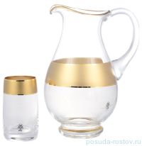 Набор для воды 7 предметов (кувшин + 6 стаканов) &quot;AS Crystal /Матовая полоса /золото&quot;  / 145972