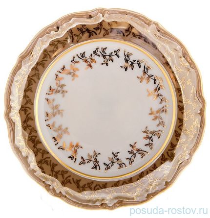 Набор тарелок 17 см 6 шт &quot;Болеро /Золотые листики на бежевом&quot; / 091934