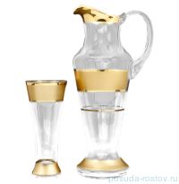 Набор для воды 7 предметов (кувшин + 6 стаканов) &quot;Матовая полоса /золото&quot; / 124172