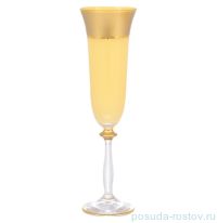 Бокалы для шампанского 190 мл 6 шт белые &quot;Анжела /Матовая полоса /золото&quot; AS Crystal / 145966