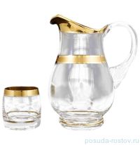 Набор для воды 7 предметов (кувшин 1 л + 6 стаканов) &quot;Идеал /Матовая полоса /золото&quot; MH / 117584