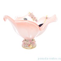 Фруктовница н/н розовый кварц &quot;W. Cristal /Розы /Муранское стекло&quot; / 251370
