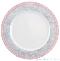 Набор тарелок 25 см 6 шт &quot;Яна /Серый мрамор с розовым кантом&quot; / 056354
