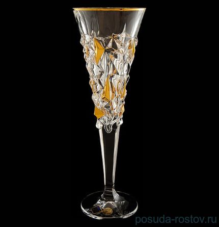Бокалы для шампанского 200 мл 6 шт &quot;Glacier /С золотом&quot; хрусталь Йиглава / 071379