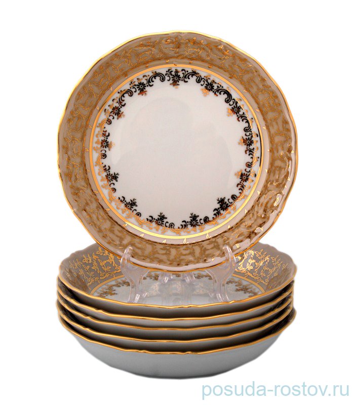 Набор салатников 19 см 6 шт Bavarian Porcelain "Мария-Тереза /Бежевая /Золотые листики" / 091933 Набор салатников 19 см 6 шт Bavarian Porcelain "Мария-Тереза /Бежевая /Золотые листики" / 091933