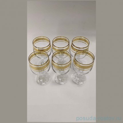 Бокалы для белого вина 190 мл 6 шт &quot;Клаудия /Цветочный узор на золоте&quot; R-G / 290231