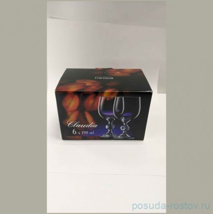 Бокалы для белого вина 190 мл 6 шт &quot;Клаудия /Цветочный узор на золоте&quot; R-G / 290231