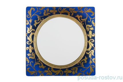 Набор тарелок 27 см 6 шт квадратные &quot;Тоска /Синяя /Золотые цветы&quot; / 092879