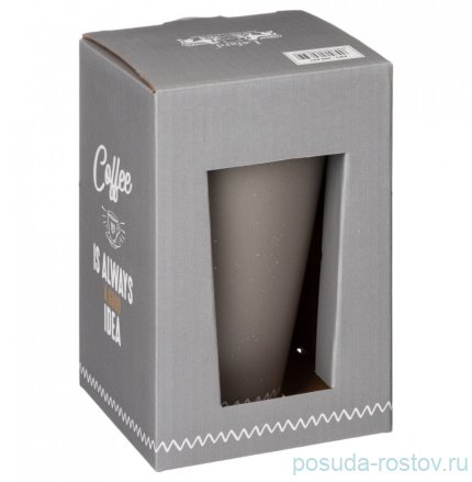 Кружка 390 мл с силиконовой крышкой и ободком серая &quot;Coffemania&quot; / 279663