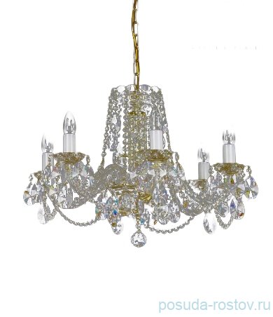 Люстра 6 рожковая хрусталь /бронза "Проусек" h-61 см, диаметр-44 см / 048057 Люстра 6 рожковая хрусталь /бронза "Проусек" h-61 см, диаметр-44 см / 048057