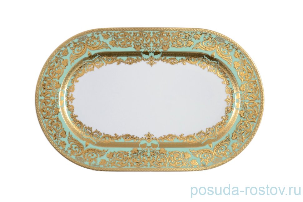 Блюдо 36 см овальное "Наталия /Бирюза в золотой роскоши" / 110043 Блюдо 36 см овальное "Наталия /Бирюза в золотой роскоши" / 110043
