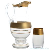 Набор для воды 7 предметов (кувшин + 6 стаканов по 250 мл) &quot;Матовая полоса /золото&quot; / 128246