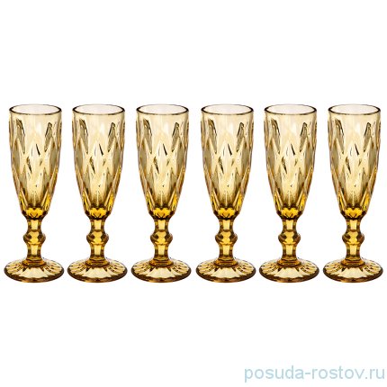 Бокалы для шампанского 150 мл 6 шт янтарные &quot;Ромбо /Muza color&quot; / 225096