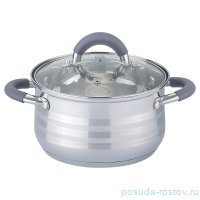 Кастрюля 22 х 13,5 см со стеклянной крышкой силиконовые ручки индукционное дно 4,8 л &quot;agness&quot; / 231630