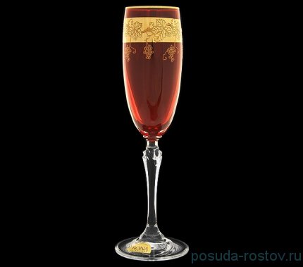Бокалы для шампанского 160 мл 6 шт рубиновые &quot;Люция /Золотой виноград&quot; / 018236