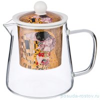 Заварочный чайник 400 мл с ситом золотой &quot;г. климт /поцелуй&quot; / 185996