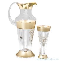 Набор для воды 7 предметов (кувшин + 6 стаканов) &quot;Иксовка /Матовая полоса /золотая роспись&quot; B-G / 125710
