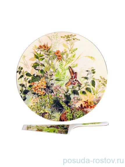 Тарелка для торта 27 см с лопаткой 24,5 см &quot;Полевые цветы&quot; / 232487