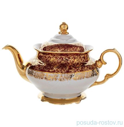 Чайный сервиз на 6 персон 15 предметов &quot;Фредерика /Золотые листики на красном&quot; / 006515