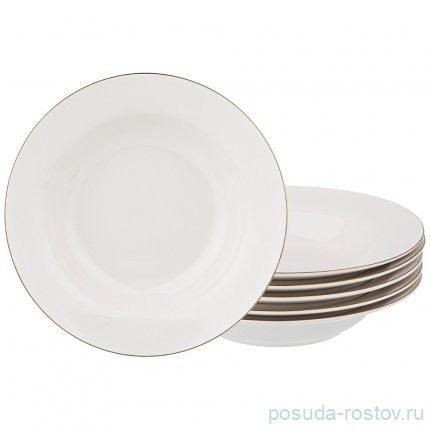 Тарелка 22 см глубокая &quot;С золотой отводкой&quot; (6шт.) / 225021