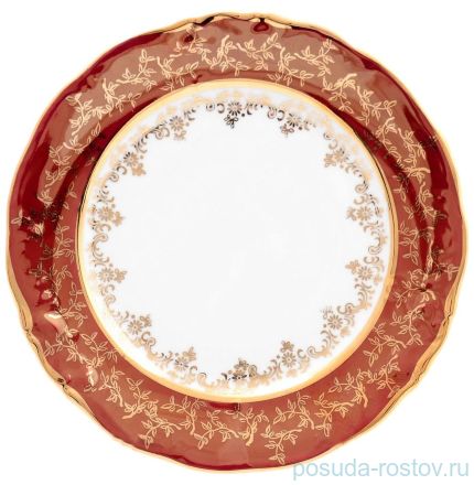 Набор тарелок 21 см 6 шт &quot;Фредерика /Золотые листья на красном&quot; / 128815