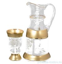 Набор для воды 7 предметов (кувшин + 6 стаканов) &quot;Королевский /Матовая полоса /золотая роспись&quot; B-G / 125711