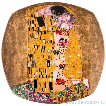 Тарелка 19 см 1 шт квадратная золотая &quot;Поцелуй /Г. Климт&quot; / 185995