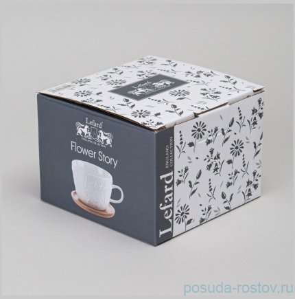 Чайная пара lefard flowers story с дерев. блюдцем 450 мл / 363078