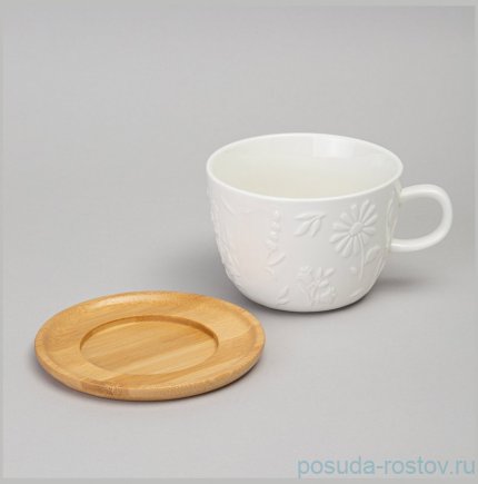 Чайная пара lefard flowers story с дерев. блюдцем 450 мл / 363078