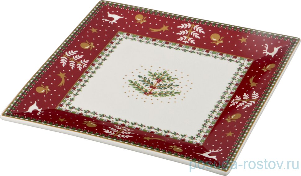 Блюдо 22 х 22 см квадратное "Christmas Collection /Красная" / 192366 Блюдо 22 х 22 см квадратное "Christmas Collection /Красная" / 192366