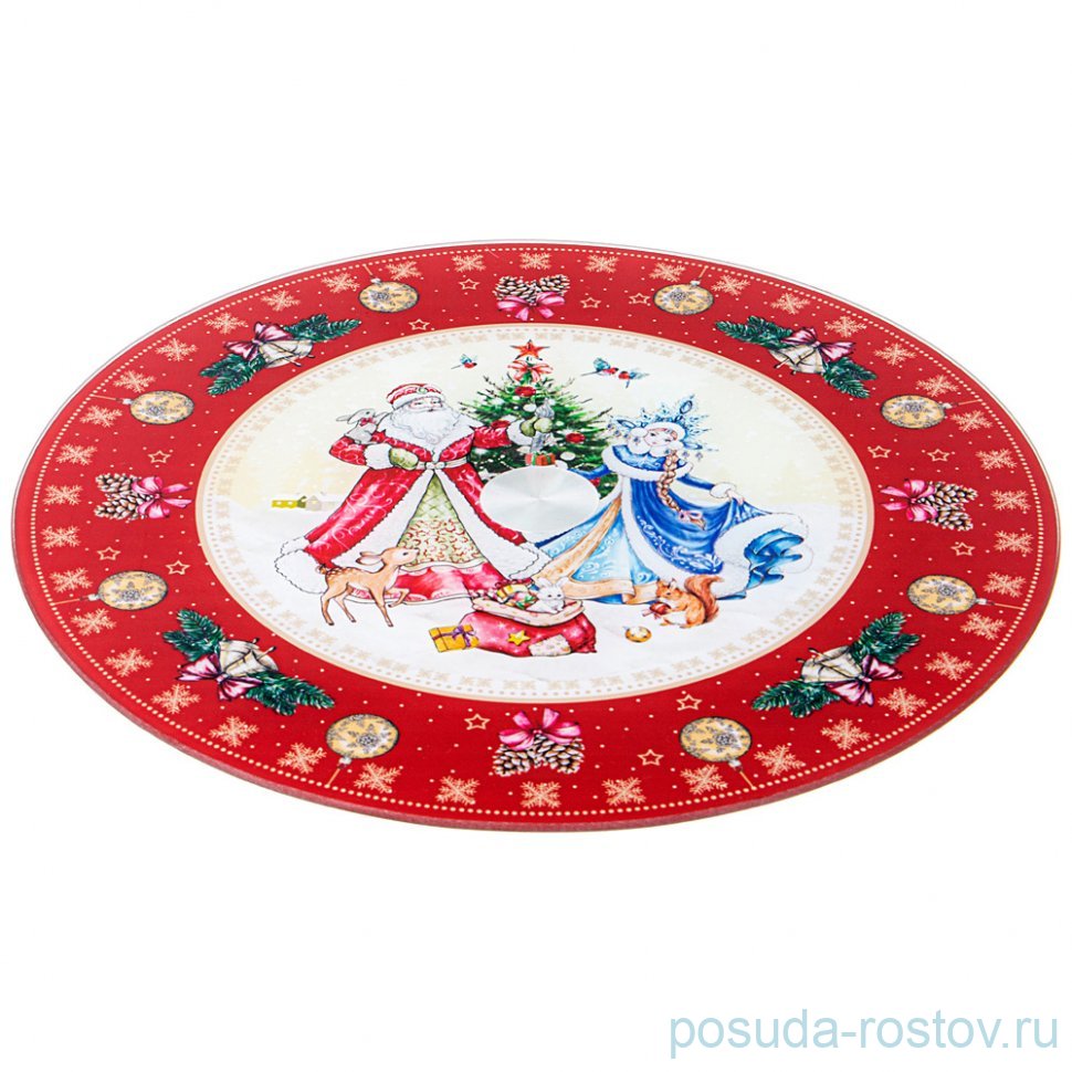 Блюдо 32 х 3 см вращающееся круглое "новый год" / 330634 Блюдо 32 х 3 см вращающееся круглое "новый год" / 330634