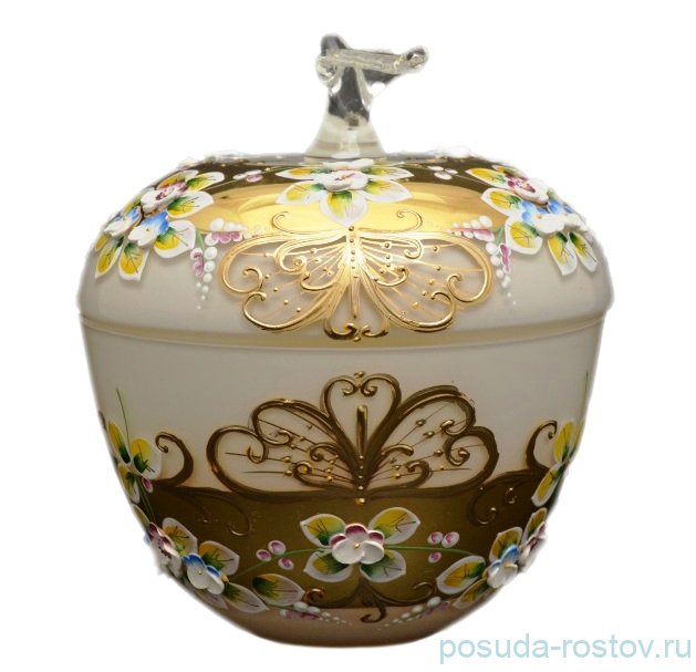 Вазочка 15,5 см с крышкой - яблоко "Лепка белая" / 010140 Вазочка 15,5 см с крышкой - яблоко "Лепка белая" / 010140