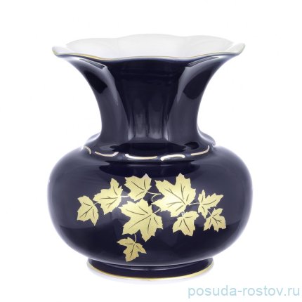 Ваза для цветов 18 см &quot;Золотые листья /Кобальт /8144&quot; / 336931
