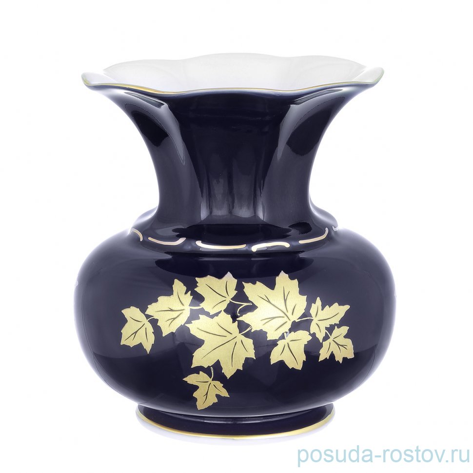 Ваза для цветов 18 см "Золотые листья /Кобальт /8144" / 336931