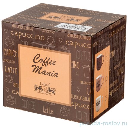 Кружка 400 мл с силиконовой крышкой тёмно-коричневая &quot;Кофемания&quot; / 210582