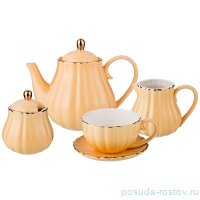 Чайный сервиз на 6 персон 15 предметов &quot;персиковый /золото&quot; / 186993