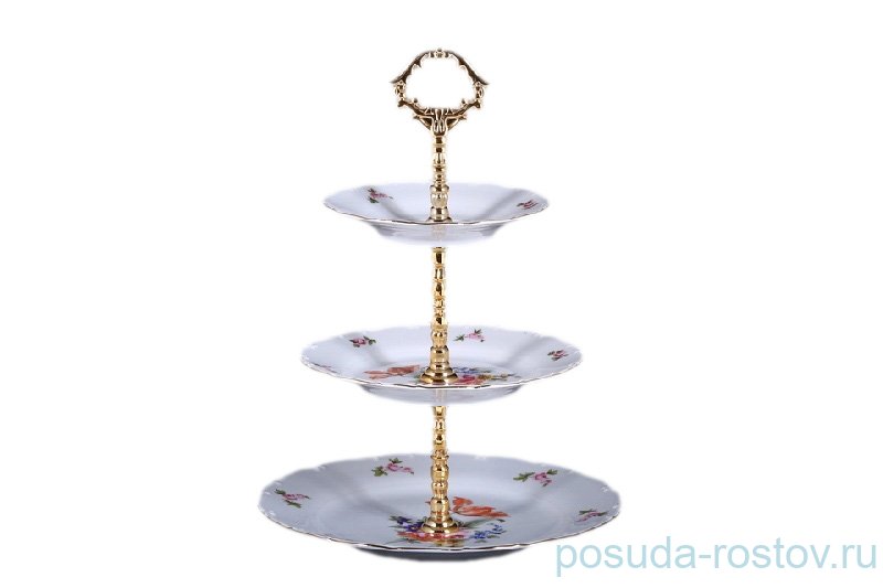 Этажерка 3-х ярусная Bohemia Porcelan Moritz Zdekauer 1810 s.r.o. "Офелия /Полевой цветок" / 013580 Этажерка 3-х ярусная Bohemia Porcelan Moritz Zdekauer 1810 s.r.o. "Офелия /Полевой цветок" / 013580