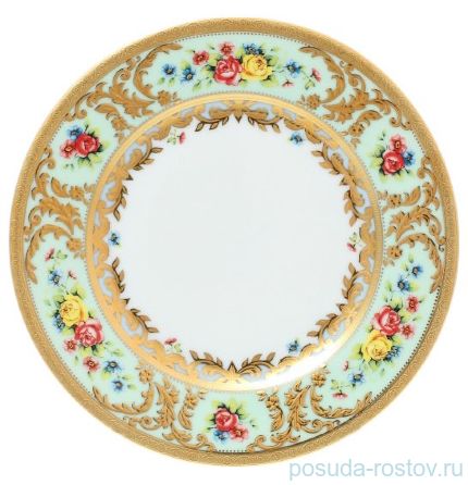 Набор тарелок 17 см 6 шт &quot;Вена /Розочки на нежно-бирюзовом /с золотом&quot; / 137707