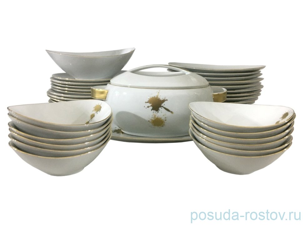 Столовый сервиз на 12 персон 40 предметов "Лоос /Золотые брызги" / 233272 Столовый сервиз на 12 персон 40 предметов "Лоос /Золотые брызги" / 233272