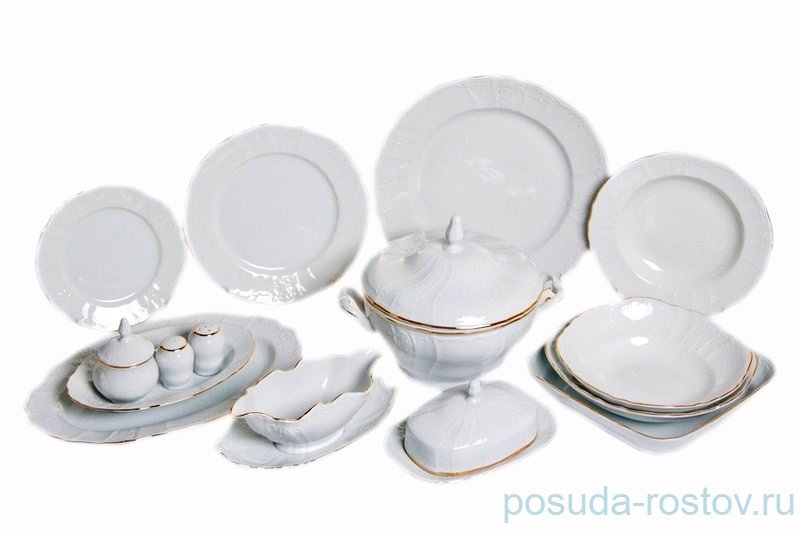 Столовый сервиз на 12 персон 67 предметов "Бернадотт /Отводка золото" / 025742 Столовый сервиз на 12 персон 67 предметов "Бернадотт /Отводка золото" / 025742
