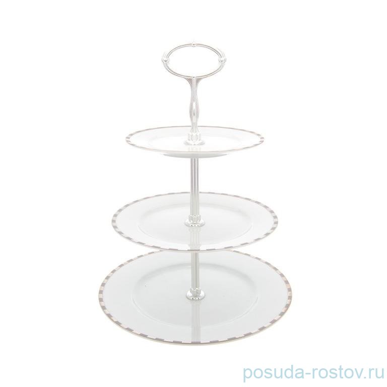 Этажерка 3-х ярусная "Опал /Платиновые пластинки" серебристый стержень / 280374