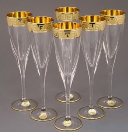 Бокалы для шампанского 200 мл 6 шт &quot;Версаче золото&quot; / 031349
