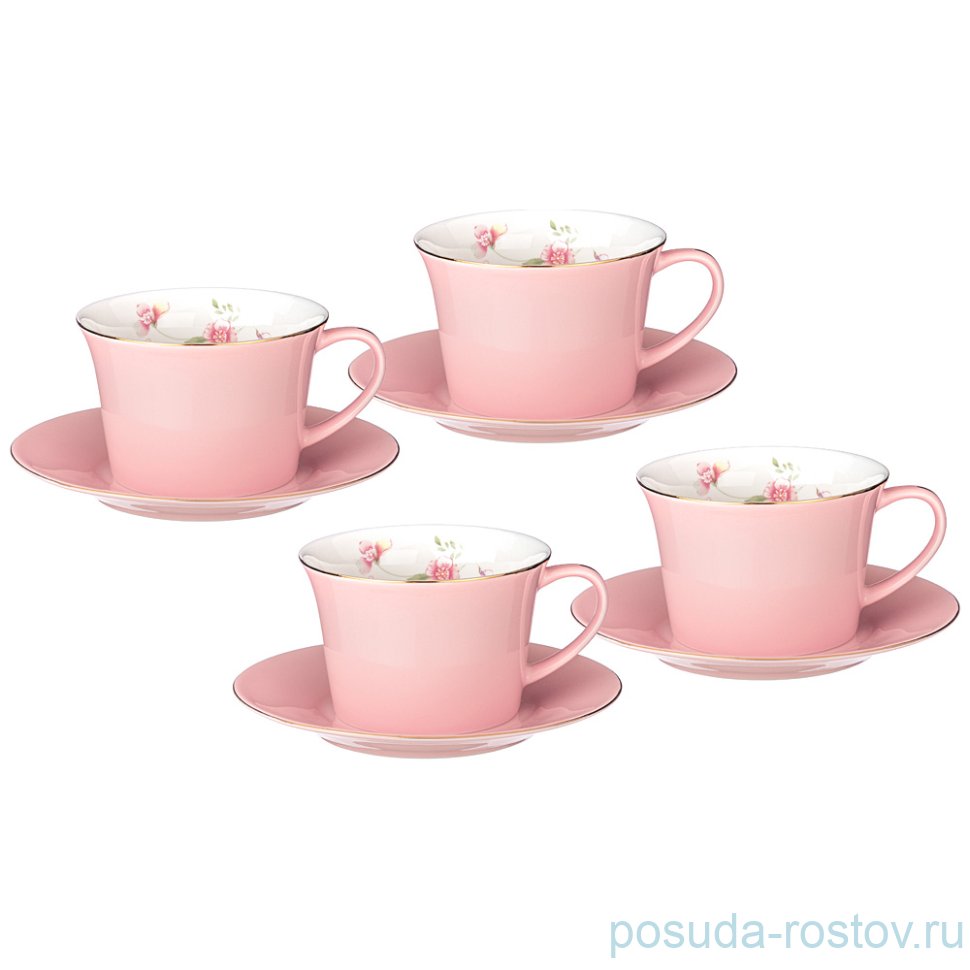 Набор чайных пар 260 мл 4 шт розовые "Времена года" / 242147 Набор чайных пар 260 мл 4 шт розовые "Времена года" / 242147