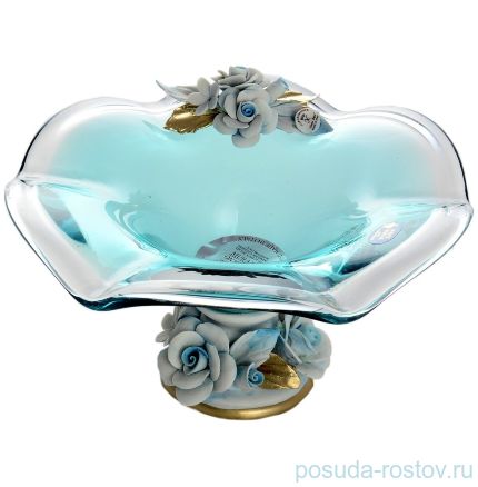 Конфетница н/н голубая &quot;W. Cristal /Розы /Муранское стекло&quot; / 130335