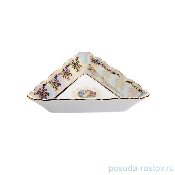 Салатник 19 см треугольный  Porcelaine Czech Gold Hands "Симона /Мадонна перламутр" / 061165